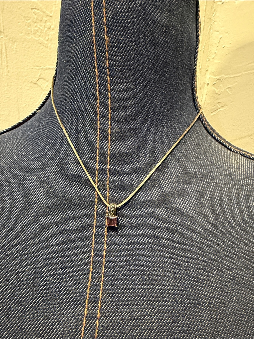 Elegant Pink Square Gem Pendant 925 Silver Necklace - Women Jewelry